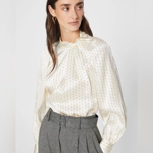 Club Monaco Dot Print Mock Neck Blouse